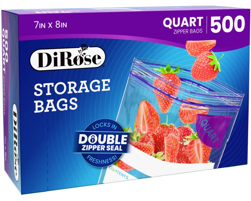DiRose Quart Bags Pack of 500 â€“ 1 Quart Reclosable Food Storage Bags â€“ Practical and Durable Design â€“ Food Safe Non-BPA Material â€“ Easy Double Zip Closure â€“ Ideal for Food, Snacks, Organizing - Image 2